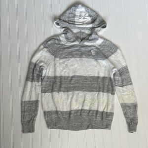 abercrombie kids Gray and White Striped Hooded Sweater